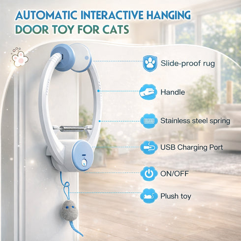 PawsFable™ Motion-Activated Hanging Door Cat Toy