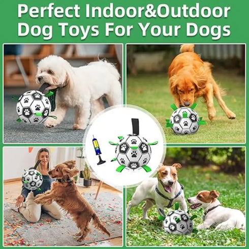 PawsFable™ Match Day Interactive Dog Soccer Ball with Grab Tabs