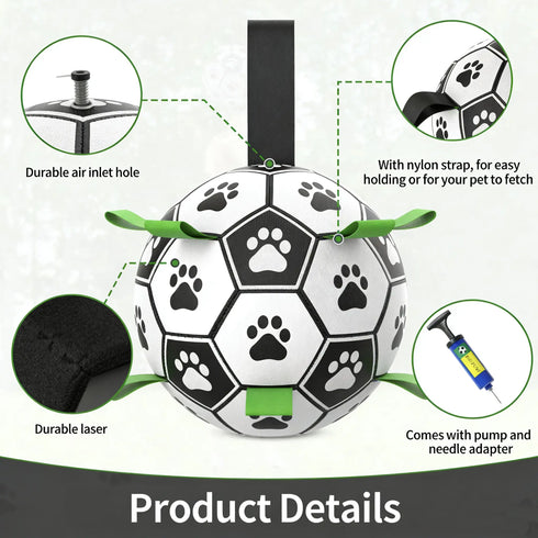 PawsFable™ Match Day Interactive Dog Soccer Ball with Grab Tabs